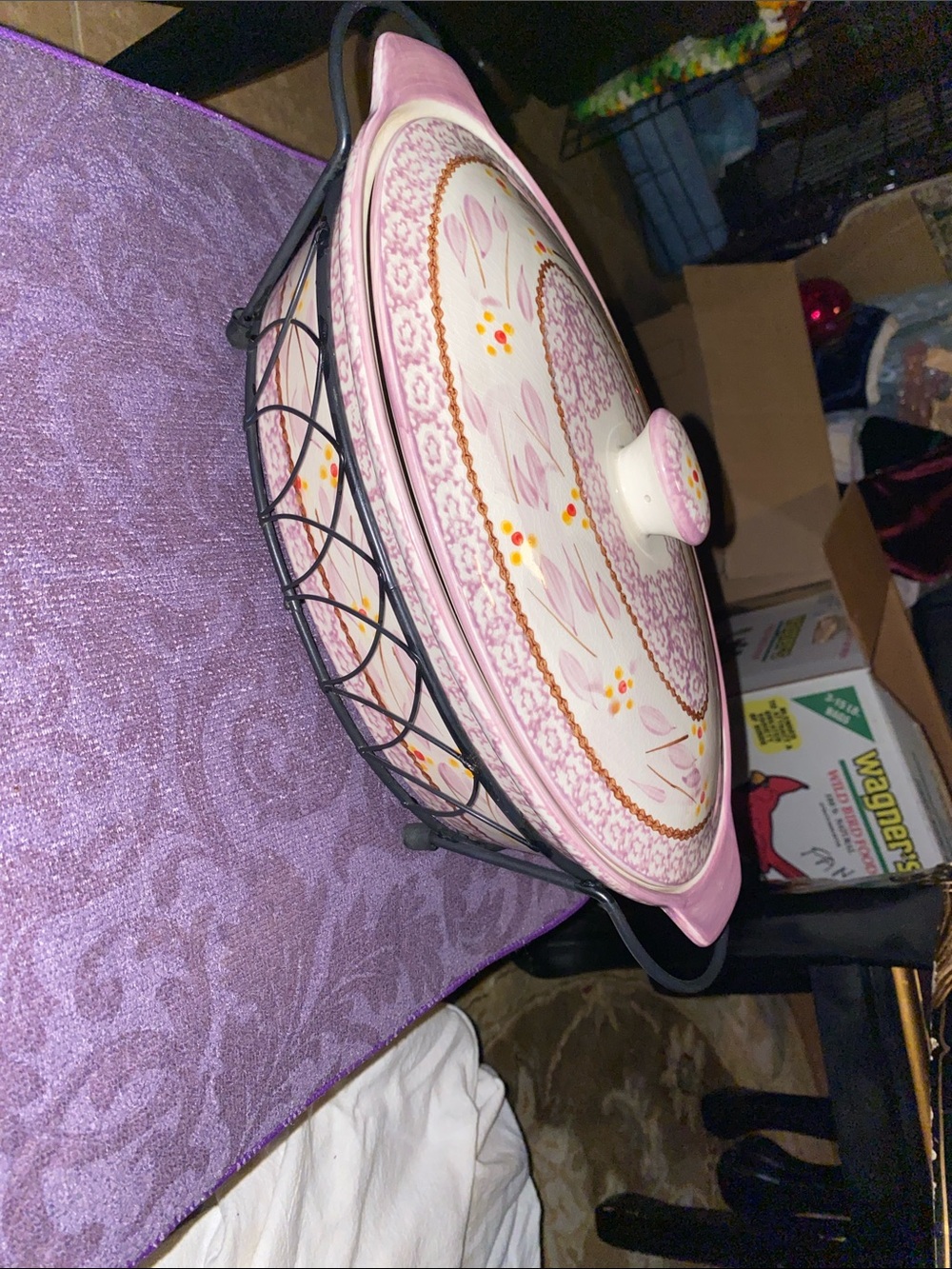 Temptations 4PC Old World Pink and White Floral Ceramic Covered Casserole Dish - Picture 9 of 9